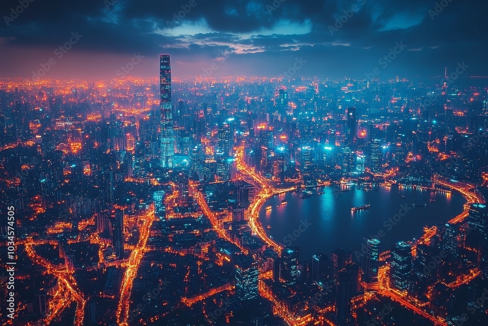 Obraz premium Smart City Innovation Landscape Showcasing Digital Transformation Opportunities