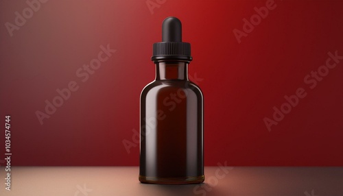 Blank bottle of a beard oil mockup on red background 