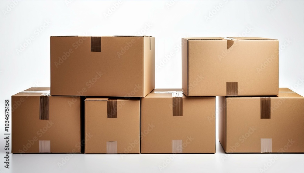 Obraz premium Stacks of cardboard moving boxes