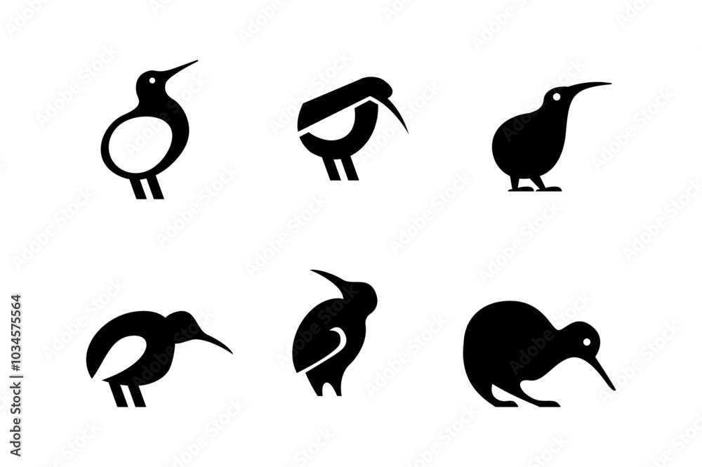 Fototapeta premium Kiwi bird logo icon design minimal simple black white