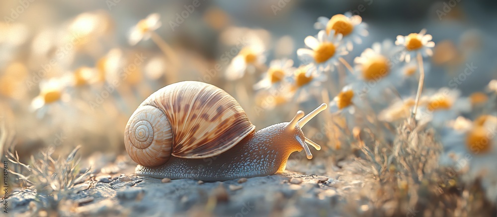 Snail in a Field of Daisies Snail in a Field of Daisies