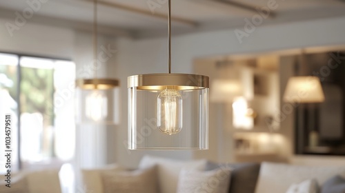 Modern Glass Pendant Light with Gold Fixture for Living Room Decor