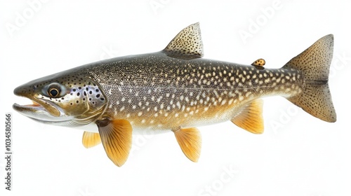 high resolution representation focuses on a Lake Trout highlighting its unique markings and colors showcasing the fish’s form and details. photo