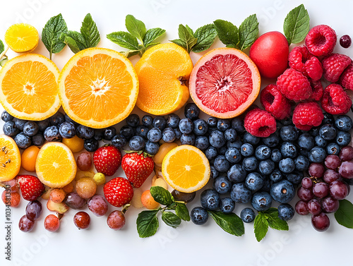 Vibrant Summer Fruit Platter with Juicy Berries and Fresh Citrus Slices