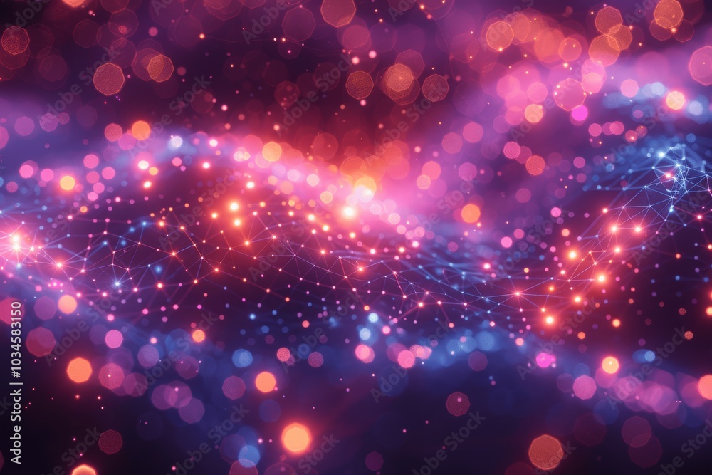 Fototapeta premium Glowing Digital Mesh on Dark Background