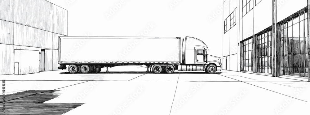 vector drawing of a truck standing on loading cargo .Generative AI vector drawing of a truck standing on loading cargo .Generative AI