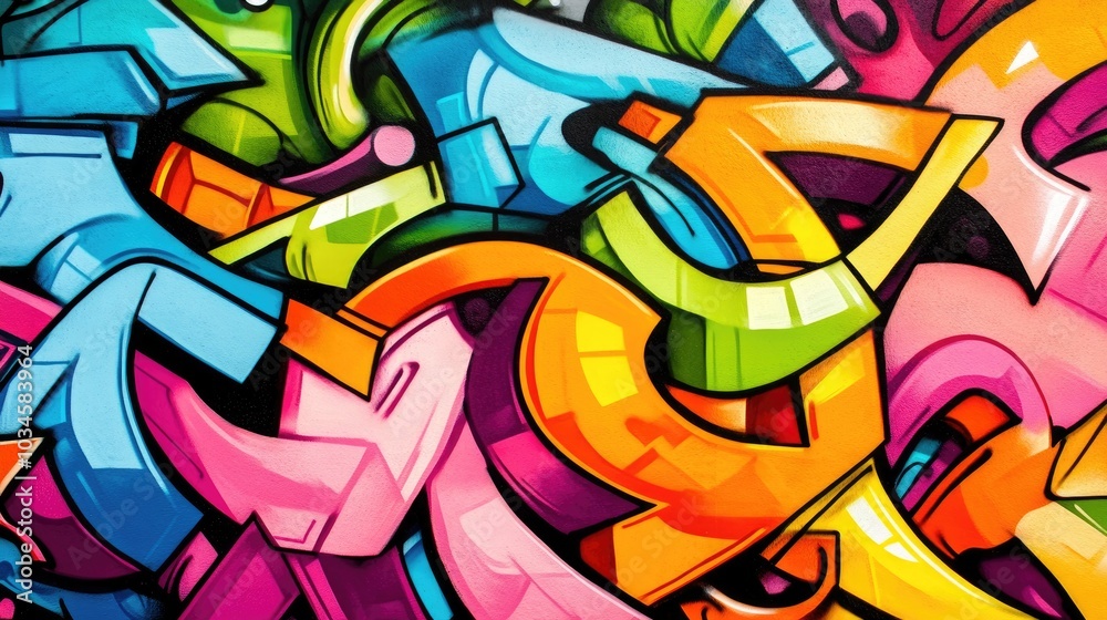 Vibrant Graffiti Mural with Neon Colors Vibrant Graffiti Mural with Neon Colors