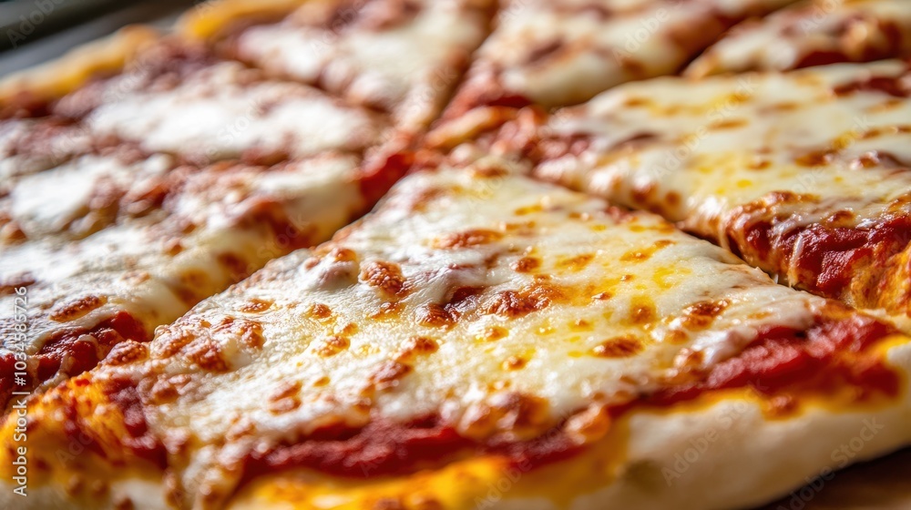 A close-up of a classic four-cheese pizza, with different layers of cheese bubbling to perfection on a golden, thin crust, ready for a delicious bite. A close-up of a classic four-cheese pizza, with different layers of cheese bubbling to perfection on a golden, thin crust, ready for a delicious bite.