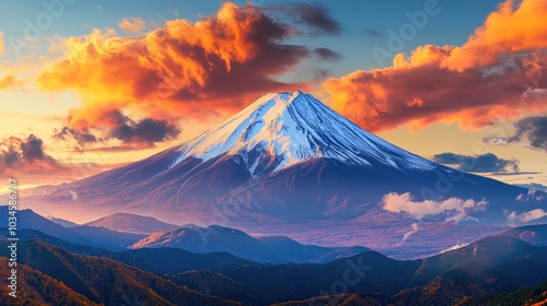 Golden Sunset Over Mount Fuji