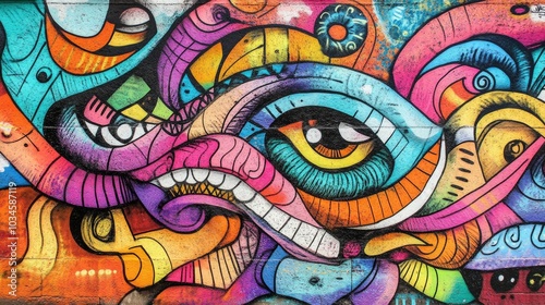 Vibrant Graffiti Mural with Detailed Colors