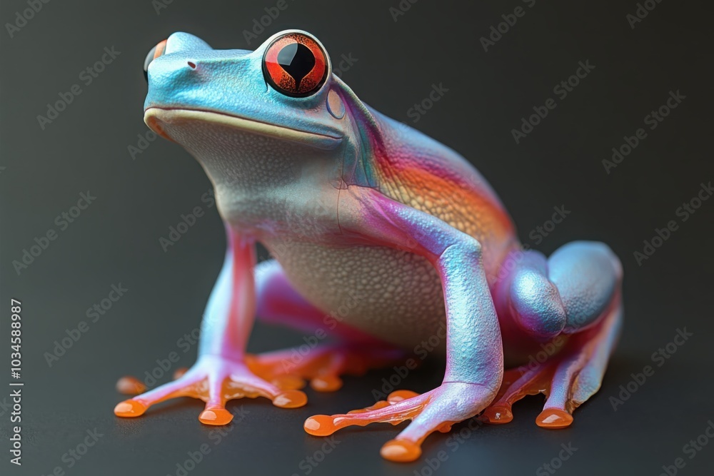Radiant Frog Portrait: A Stand-Up Display of Vibrant Colors and Glinting Eyes Radiant Frog Portrait: A Stand-Up Display of Vibrant Colors and Glinting Eyes