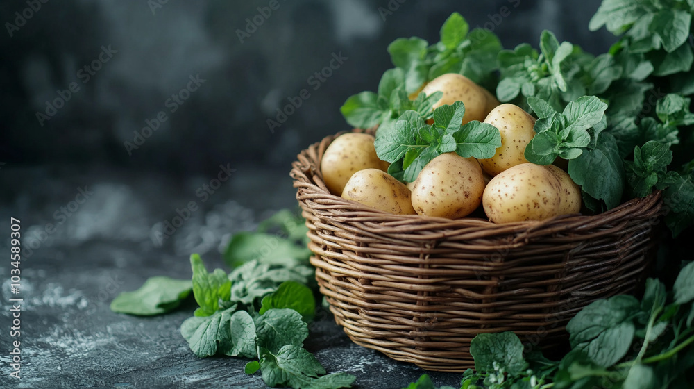 organic potatoes basking in warm natural sunlight. Symbolizing growth, sustainability, and the cycle of nature, it conveys the purity and simplicity of farm-to-table produce