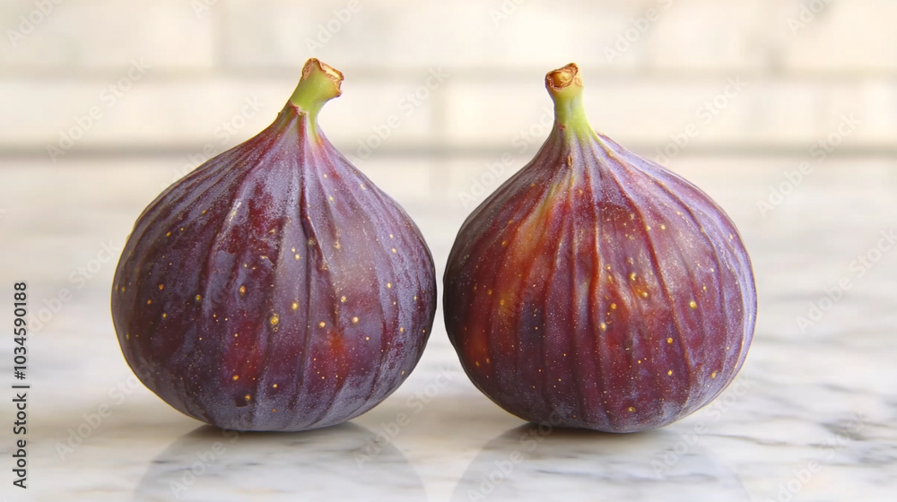 Obraz premium Fresh, ripe figs arranged on a wooden surface with an empty space for text, highlighting their natural beauty. A symbol of abundance, fertility, and Mediterranean culture, ideal for food-related conte