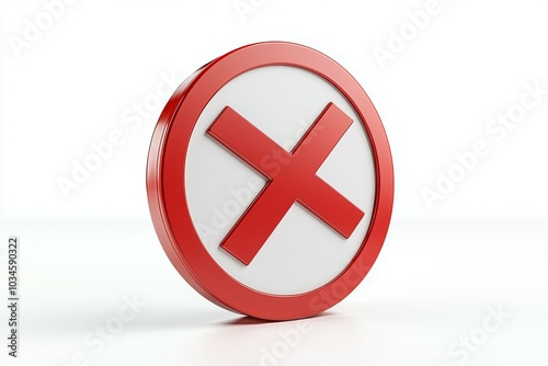 A red and white X is on a white background, prohibition sign or symbol