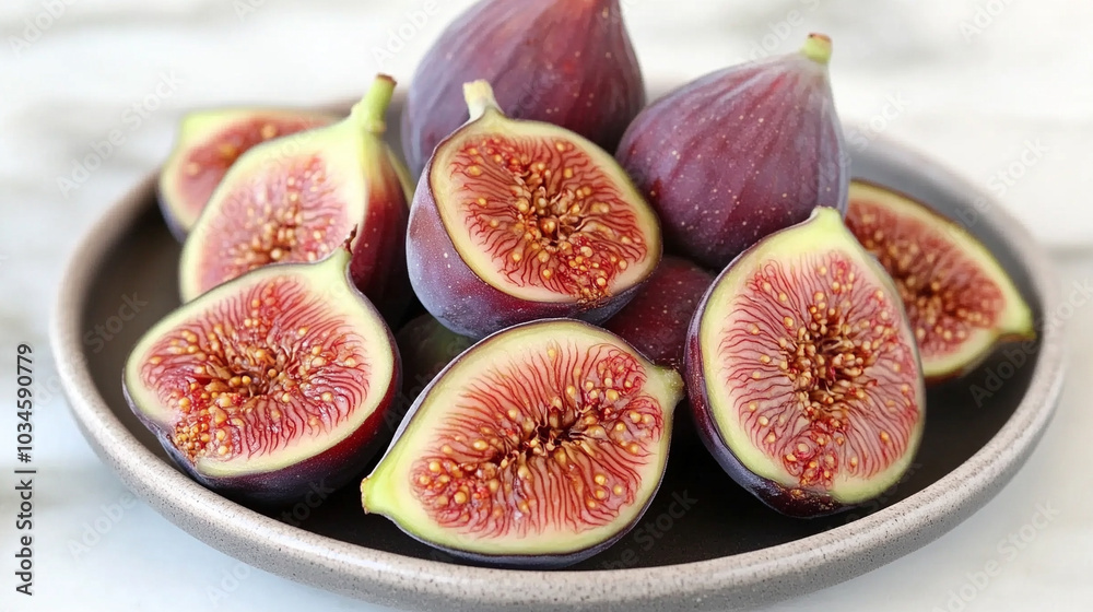 Fresh, ripe figs arranged on a wooden surface with an empty space for text, highlighting their natural beauty. A symbol of abundance, fertility, and Mediterranean culture, ideal for food-related conte