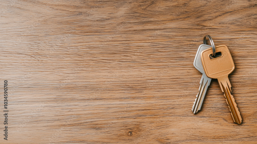 Keys on wooden table, symbolizing new beginnings and fresh opportunities. simple yet elegant design evokes sense of warmth and comfort in new space. Keys on wooden table, symbolizing new beginnings and fresh opportunities. simple yet elegant design evokes sense of warmth and comfort in new space.