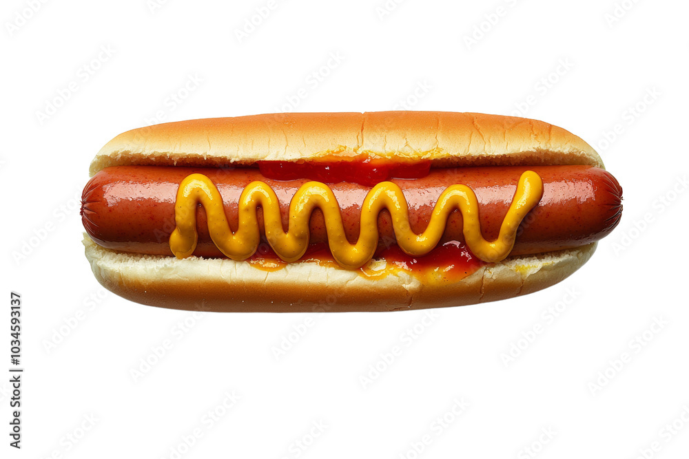 Hot dog in advertising style. Fast food concept. Isolated background, PNG template for the project