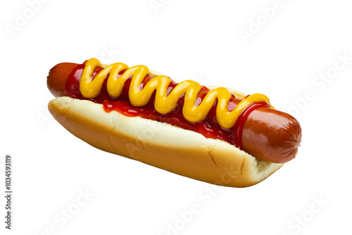 Hot dog in advertising style. Fast food concept. Isolated background, PNG template for the project photo