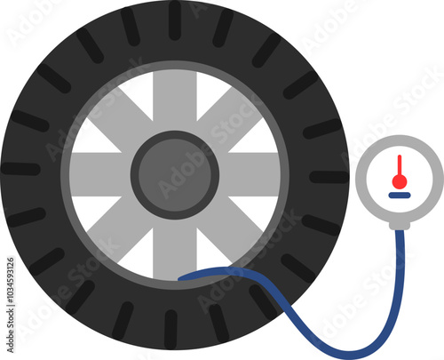 Tire pressure measurement color icon. Car check