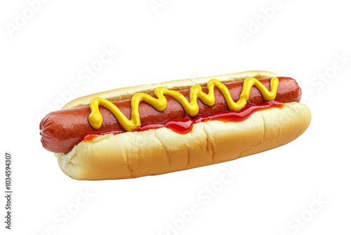 Hot dog in advertising style. Fast food concept. Isolated background, PNG template for the project photo