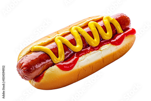 Hot dog in advertising style. Fast food concept. Isolated background, PNG template for the project photo