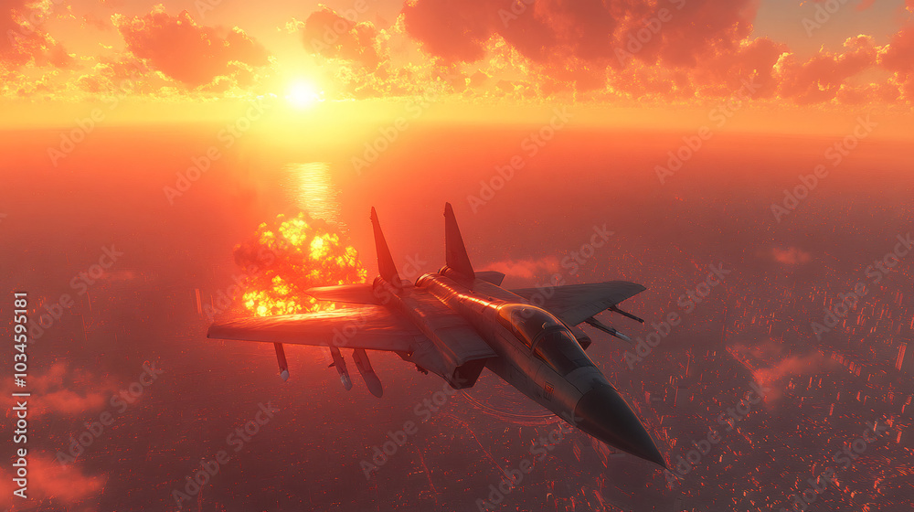 Naklejka premium Fury Above the Flames Wings of Destruction and Chaos
