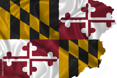 Maryland state flag vector with torn edges on a transparent background