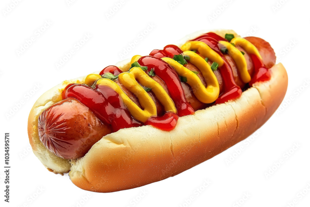 Hot dog in advertising style. Fast food concept. Isolated background, PNG template for the project Hot dog in advertising style. Fast food concept. Isolated background, PNG template for the project