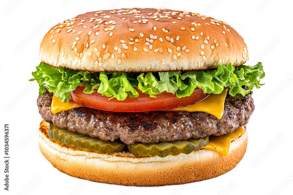 Burger or hamburger on isolated background, PNG template for installation in the project. Fast food advertising Burger or hamburger on isolated background, PNG template for installation in the project. Fast food advertising