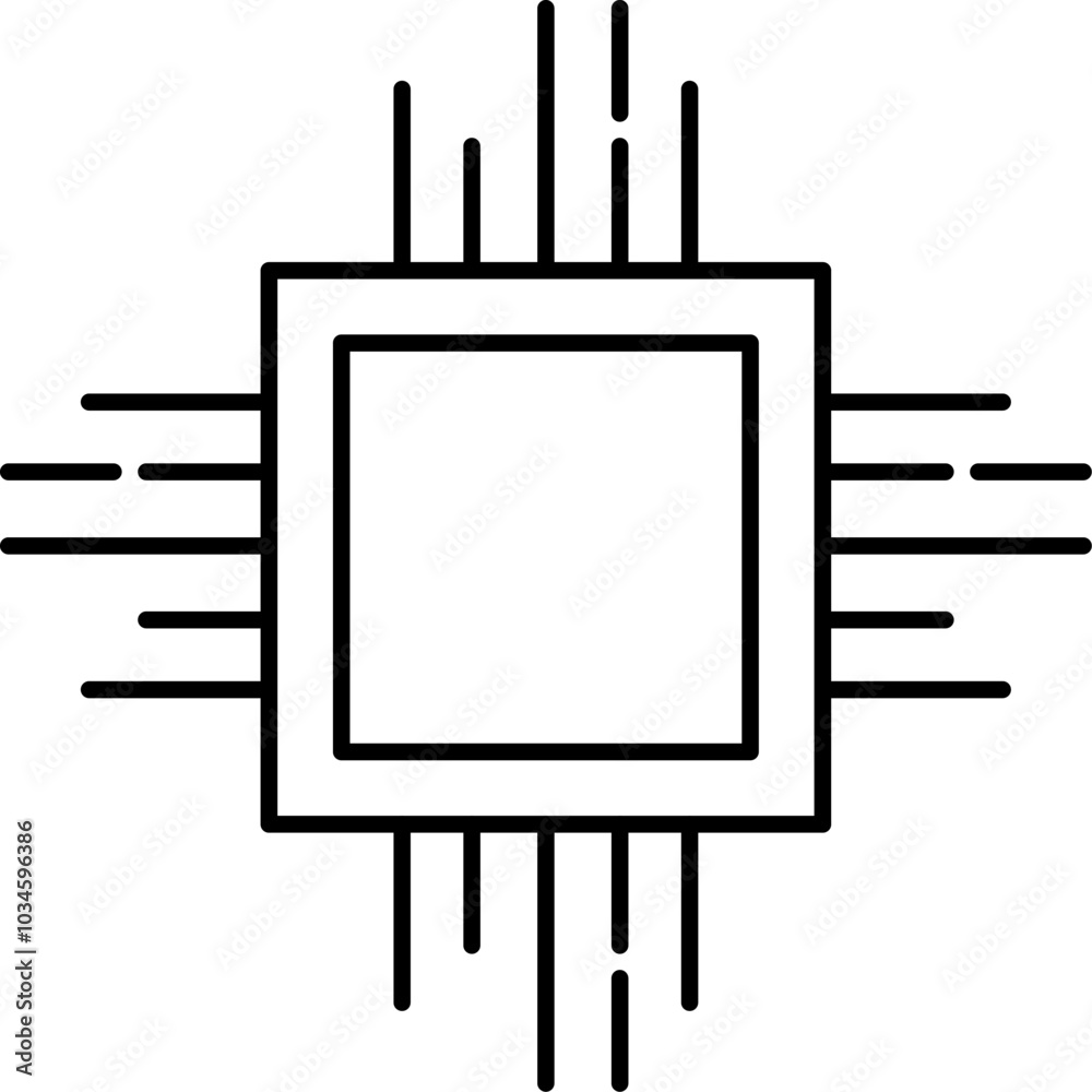 Chip line icon. Computer technology. Electronic symbol Chip line icon. Computer technology. Electronic symbol