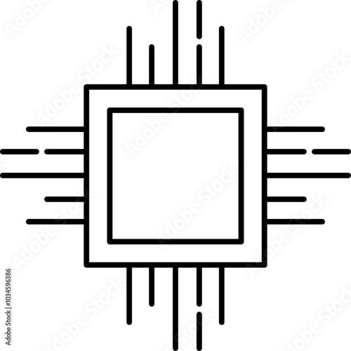 Chip line icon. Computer technology. Electronic symbol