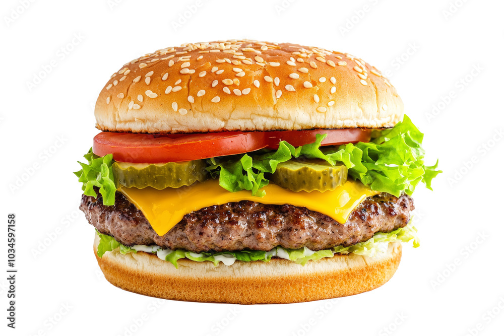 Burger or hamburger on isolated background, PNG template for installation in the project. Fast food advertising Burger or hamburger on isolated background, PNG template for installation in the project. Fast food advertising