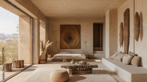 Minimalist Desert Home Interior Design with Earthy Tones and Natural Light