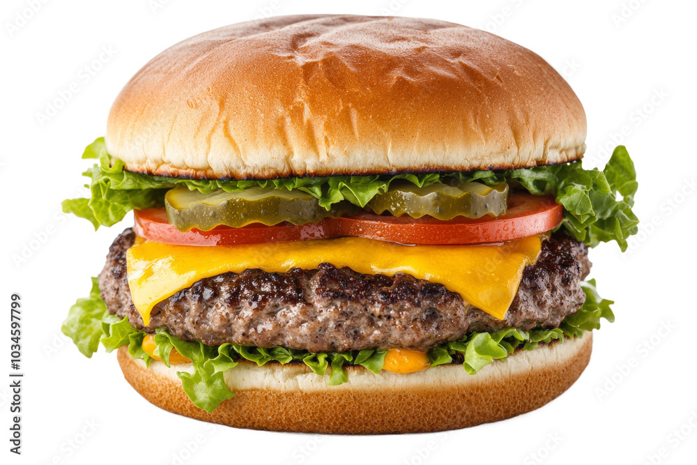 Burger or hamburger on isolated background, PNG template for installation in the project. Fast food advertising Burger or hamburger on isolated background, PNG template for installation in the project. Fast food advertising