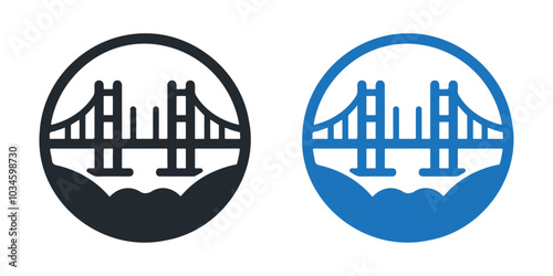 Black silhouette connection gate bridge vector icon design