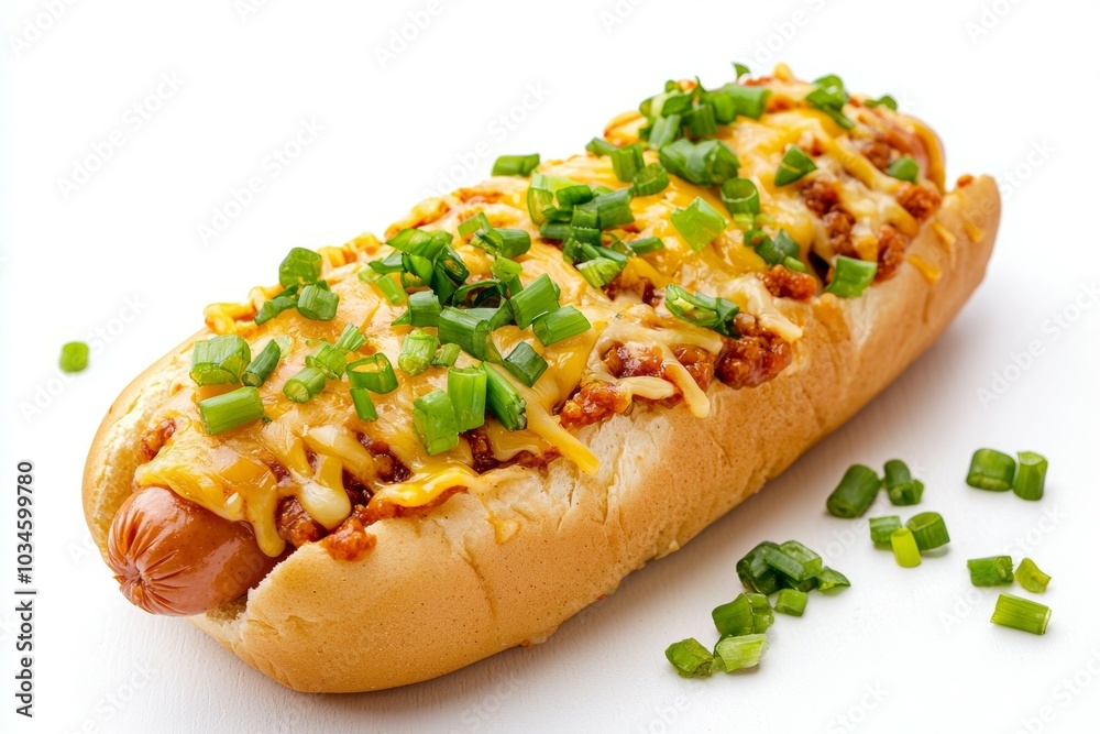 Hot dog in advertising style. Fast food concept. Selective focus background with copy space for text
