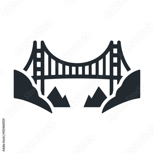 Black silhouette connection gate bridge vector icon design