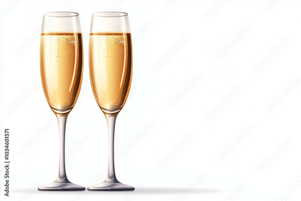Two wine glasses filled with champagne Two wine glasses filled with champagne