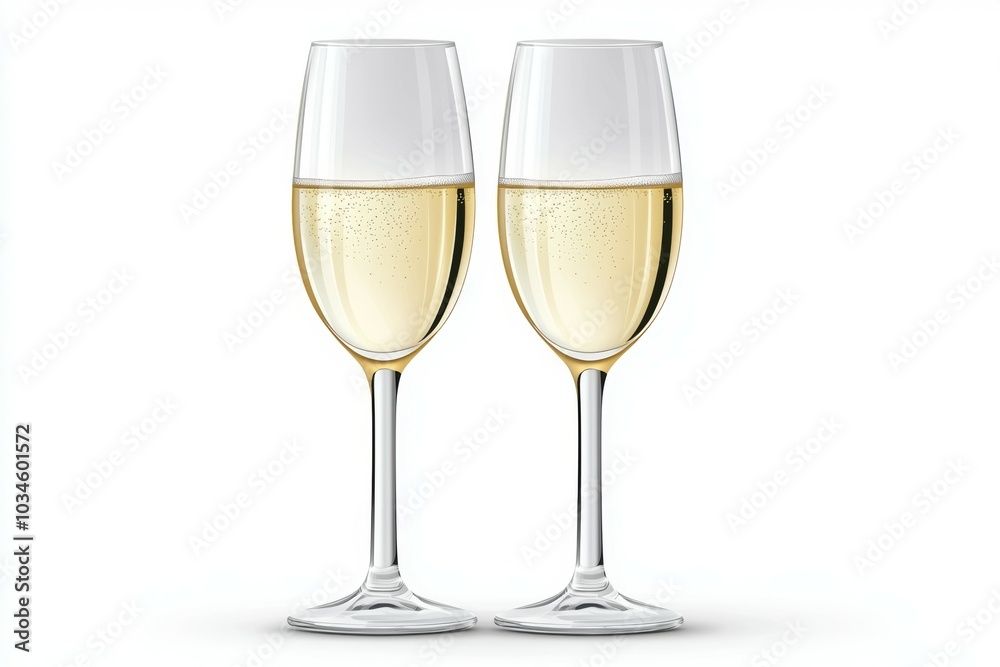 Two wine glasses filled with white wine Two wine glasses filled with white wine