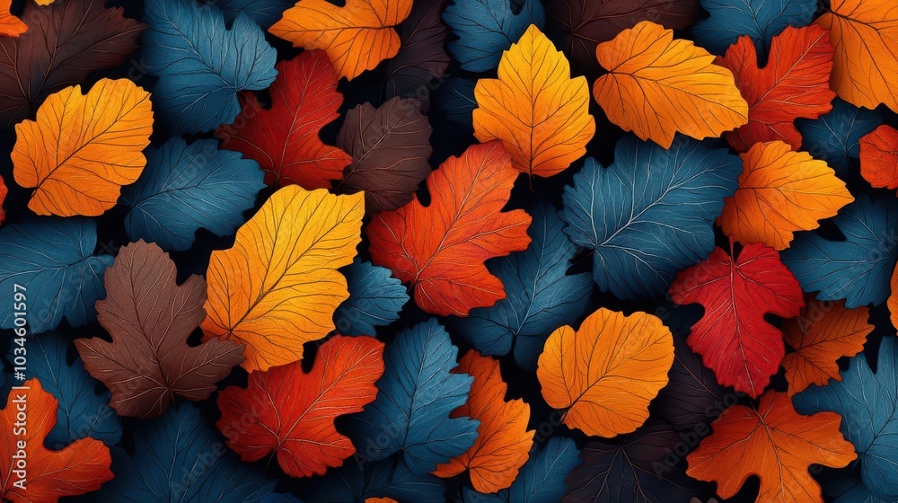 seamless pattern background filled with a multitude of colorful autumn leaves evoking falls beauty and rich textures perfect for seasonal designs and decorations
