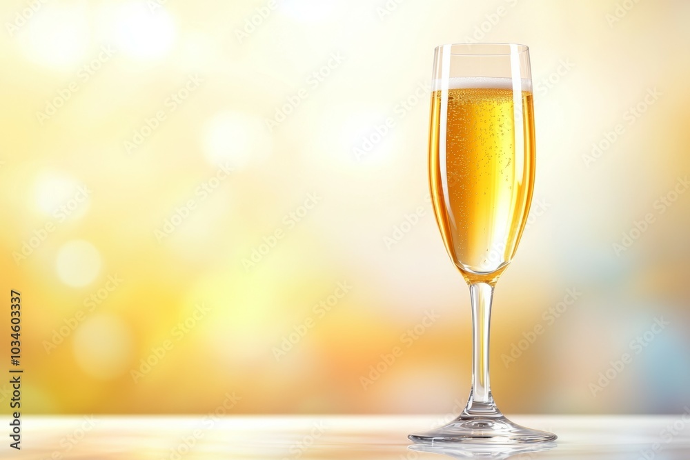 A glass of champagne is sitting on a table A glass of champagne is sitting on a table
