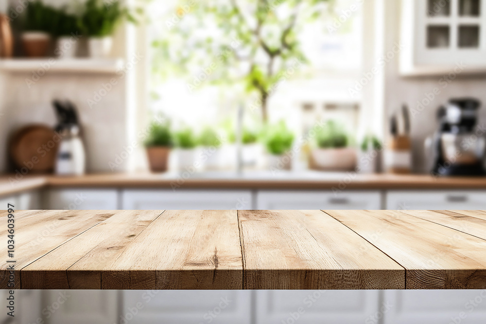 Wood Tabletop with Blurred Kitchen Background – Perfect Mockup for Product Display and Design Layout Wood Tabletop with Blurred Kitchen Background – Perfect Mockup for Product Display and Design Layout