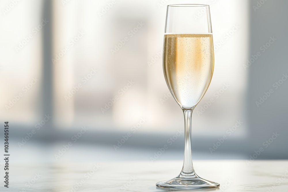 A glass of champagne is sitting on a table A glass of champagne is sitting on a table