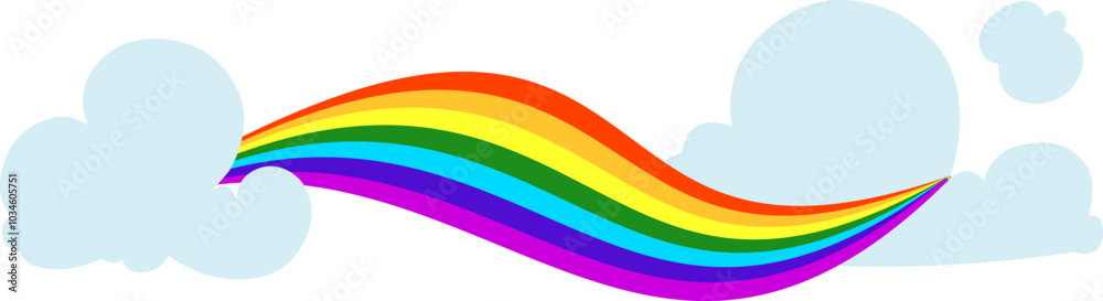 Fototapeta premium Rainbow in cloud. Colorful sky. Weather day element