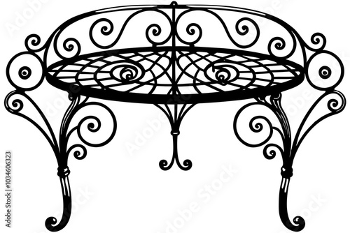 Wrought iron furniture vector art illustration
