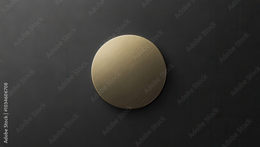 A minimalist and modern brass badge with a circular shape, featuring a simple design that embodies sophistication. A minimalist and modern brass badge with a circular shape, featuring a simple design that embodies sophistication.
