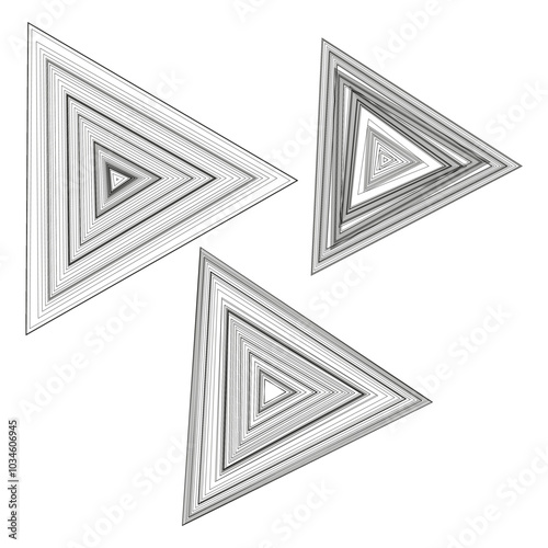 Concentric triangle pattern. Geometric vector design. Abstract triangular shape. Black triangle illustration.