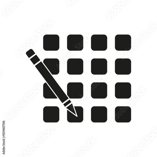 Pencil icon design. Grid of squares. Creative editing symbol. Minimal vector illustration.