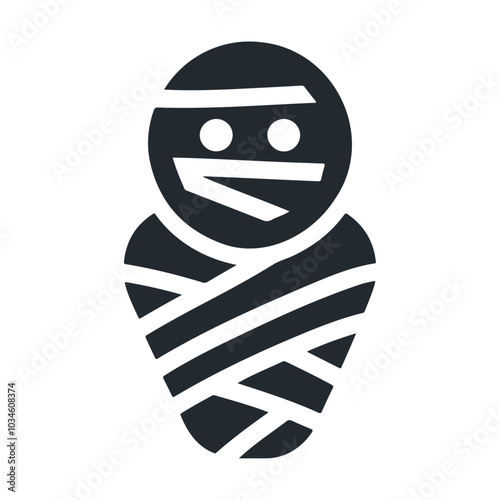 Halloween evil bandage mummy character vector icon design