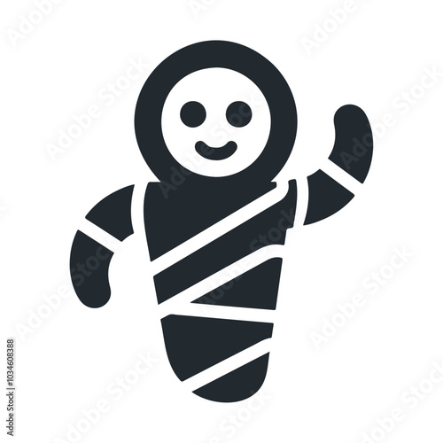 Halloween evil bandage mummy character vector icon design